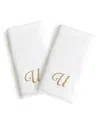Linum Home Linum Font Monogrammed Luxury 100% Turkish Cotton Novelty 2-piece Hand Towels, 16" X 30" In Gold - U