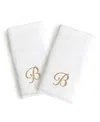 Linum Home Linum Font Monogrammed Luxury 100% Turkish Cotton Novelty 2-piece Hand Towels, 16" X 30" In Gold - B