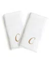 Linum Home Linum Gold Font Monogrammed Luxury 100% Turkish Cotton Novelty 2-piece Hand Towels, 16" X 30" In Gold - C