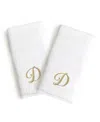 Linum Home Linum Gold Font Monogrammed Luxury 100% Turkish Cotton Novelty 2-piece Hand Towels, 16" X 30" In Gold - D