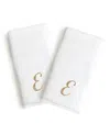 Linum Home Linum Gold Font Monogrammed Luxury 100% Turkish Cotton Novelty 2-piece Hand Towels, 16" X 30" In Gold - E