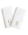 Linum Home Linum Gold Font Monogrammed Luxury 100% Turkish Cotton Novelty 2-piece Hand Towels, 16" X 30" In Gold - G