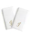 Linum Home Linum Gold Font Monogrammed Luxury 100% Turkish Cotton Novelty 2-piece Hand Towels, 16" X 30" In Gold - I