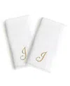 Linum Home Linum Gold Font Monogrammed Luxury 100% Turkish Cotton Novelty 2-piece Hand Towels, 16" X 30" In Gold - J