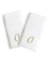 Linum Home Linum Font Monogrammed Luxury 100% Turkish Cotton Novelty 2-piece Hand Towels, 16" X 30" In Gold - O
