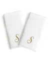 Linum Home Linum Gold Font Monogrammed Luxury 100% Turkish Cotton Novelty 2-piece Hand Towels, 16" X 30" In Gold - S