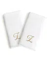 Linum Home Linum Gold Font Monogrammed Luxury 100% Turkish Cotton Novelty 2-piece Hand Towels, 16" X 30" In Gold - Z