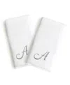 Linum Home Linum Gray Font Monogrammed Luxury 100% Turkish Cotton Novelty 2-piece Hand Towels, 16" X 30" In Gray - A