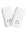 Linum Home Linum Font Monogrammed Luxury 100% Turkish Cotton Novelty 2-piece Hand Towels, 16" X 30" In Gray - B