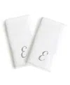Linum Home Linum Gray Font Monogrammed Luxury 100% Turkish Cotton Novelty 2-piece Hand Towels, 16" X 30" In Gray - E