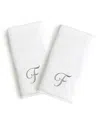 Linum Home Linum Gray Font Monogrammed Luxury 100% Turkish Cotton Novelty 2-piece Hand Towels, 16" X 30" In Gray - F
