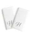 Linum Home Linum Gray Font Monogrammed Luxury 100% Turkish Cotton Novelty 2-piece Hand Towels, 16" X 30" In Gray - H