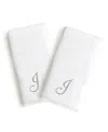 Linum Home Linum Gray Font Monogrammed Luxury 100% Turkish Cotton Novelty 2-piece Hand Towels, 16" X 30" In Gray - J