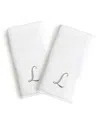 Linum Home Linum Gray Font Monogrammed Luxury 100% Turkish Cotton Novelty 2-piece Hand Towels, 16" X 30" In Gray - L