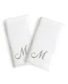 Linum Home Linum Gray Font Monogrammed Luxury 100% Turkish Cotton Novelty 2-piece Hand Towels, 16" X 30" In Gray - M