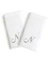Linum Home Linum Gray Font Monogrammed Luxury 100% Turkish Cotton Novelty 2-piece Hand Towels, 16" X 30" In Gray - N