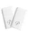 Linum Home Linum Gray Font Monogrammed Luxury 100% Turkish Cotton Novelty 2-piece Hand Towels, 16" X 30" In Gray - P