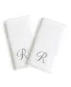 Linum Home Linum Gray Font Monogrammed Luxury 100% Turkish Cotton Novelty 2-piece Hand Towels, 16" X 30" In Gray - R
