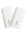 Linum Home Linum Gray Font Monogrammed Luxury 100% Turkish Cotton Novelty 2-piece Hand Towels, 16" X 30" In Gray - S