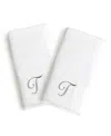 Linum Home Linum Gray Font Monogrammed Luxury 100% Turkish Cotton Novelty 2-piece Hand Towels, 16" X 30" In Gray - T