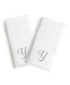Linum Home Linum Gray Font Monogrammed Luxury 100% Turkish Cotton Novelty 2-piece Hand Towels, 16" X 30" In Gray - Y
