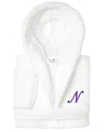 Linum Home Personalized Kids Super Plush Hooded Bathrobe In White