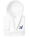 Linum Home Personalized Kids Super Plush Hooded Bathrobe In A White,navy