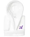 Linum Home Personalized Kids Super Plush Hooded Bathrobe In A White,purple
