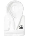 Linum Home Personalized Kids Super Plush Hooded Bathrobe In B White,black