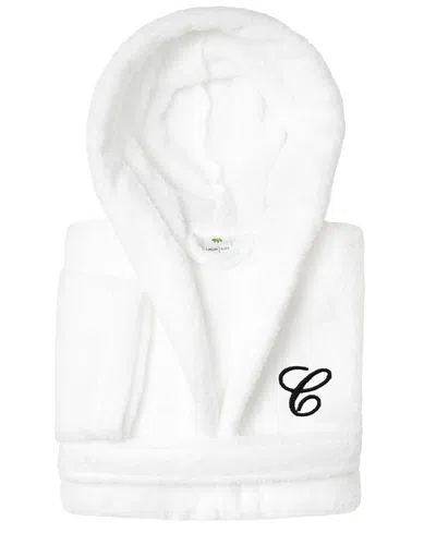 Linum Home Personalized Kids Super Plush Hooded Bathrobe In C White,black