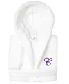 Linum Home Personalized Kids Super Plush Hooded Bathrobe In C White,purple