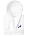 Linum Home Personalized Kids Super Plush Hooded Bathrobe In F White,navy