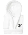 Linum Home Personalized Kids Super Plush Hooded Bathrobe In H White,black