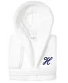 Linum Home Personalized Kids Super Plush Hooded Bathrobe In H White,navy