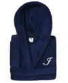 Linum Home Personalized Kids Super Plush Hooded Bathrobe In Blue