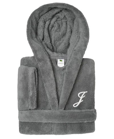 Linum Home Personalized Kids Super Plush Hooded Bathrobe In Gray