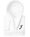 Linum Home Personalized Kids Super Plush Hooded Bathrobe In J White,black