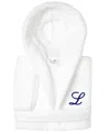 Linum Home Personalized Kids Super Plush Hooded Bathrobe In L White,navy