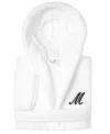 Linum Home Personalized Kids Super Plush Hooded Bathrobe In M White,black