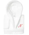 Linum Home Personalized Kids Super Plush Hooded Bathrobe In N White,pink