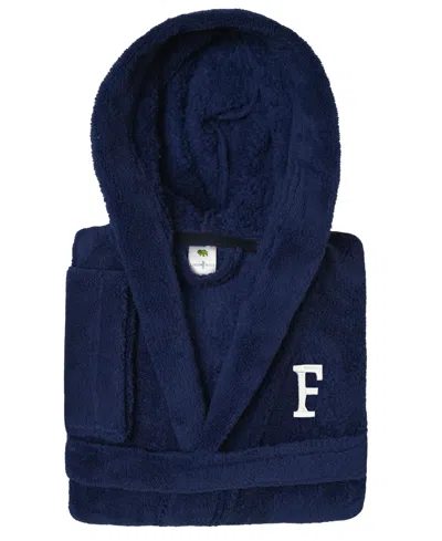 Linum Home Personalized Kids Super Plush Hooded Bathrobe In Navy,white F