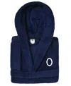 Linum Home Personalized Kids Super Plush Hooded Bathrobe In Navy,white O