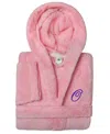 Linum Home Personalized Kids Super Plush Hooded Bathrobe In O Pink,purple