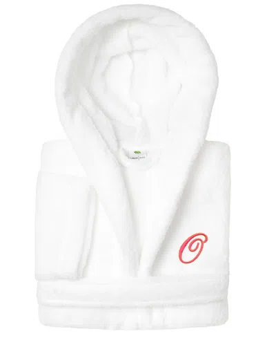Linum Home Personalized Kids Super Plush Hooded Bathrobe In O White,pink