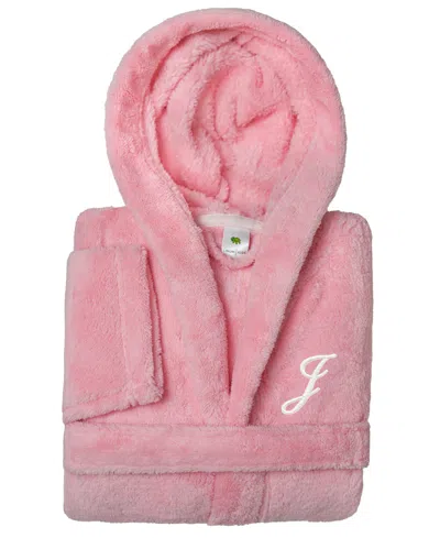 Linum Home Personalized Kids Super Plush Hooded Bathrobe In Pink