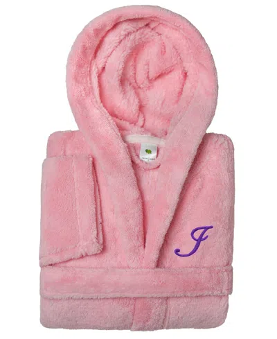 Linum Home Personalized Kids Super Plush Hooded Bathrobe In Pink