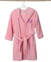 Linum Home Personalized Kids Super Plush Hooded Bathrobe In Pink
