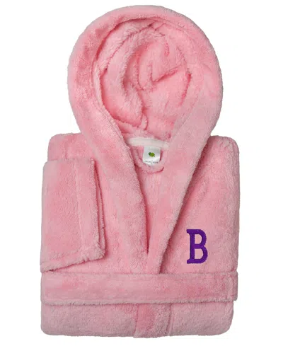 Linum Home Personalized Kids Super Plush Hooded Bathrobe In Pink,purple B