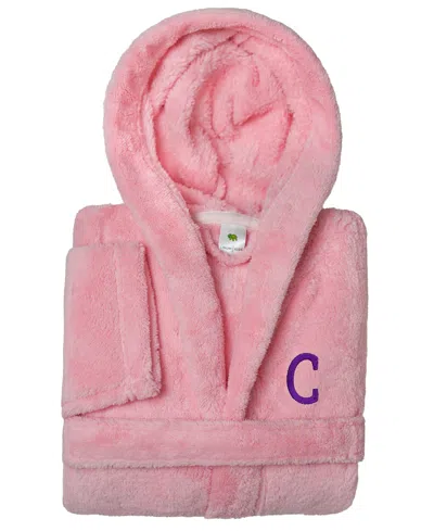 Linum Home Personalized Kids Super Plush Hooded Bathrobe In Pink,purple C
