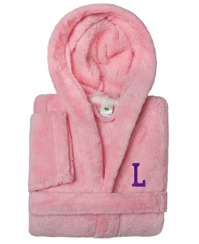 Linum Home Personalized Kids Super Plush Hooded Bathrobe In Pink,purple L